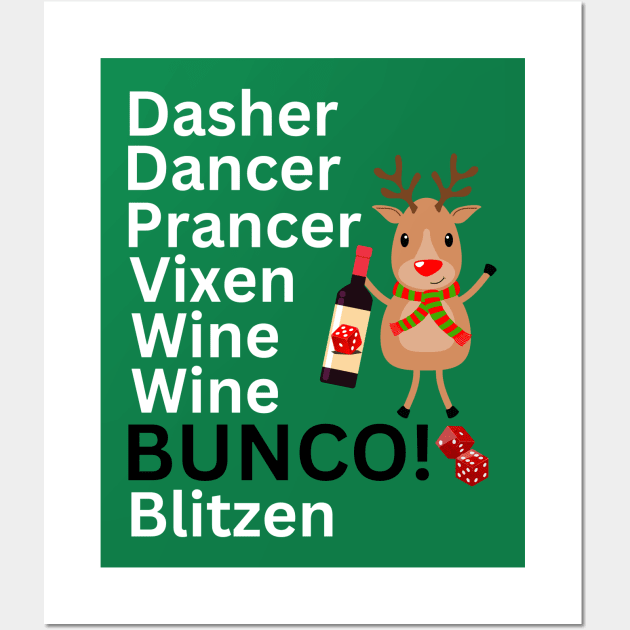 Funny Bunco Night Christmas Wine Wine Bunco Wall Art by MalibuSun